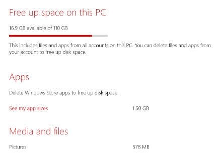 Windows 8.1 Update makes it easier to manage storage space. 