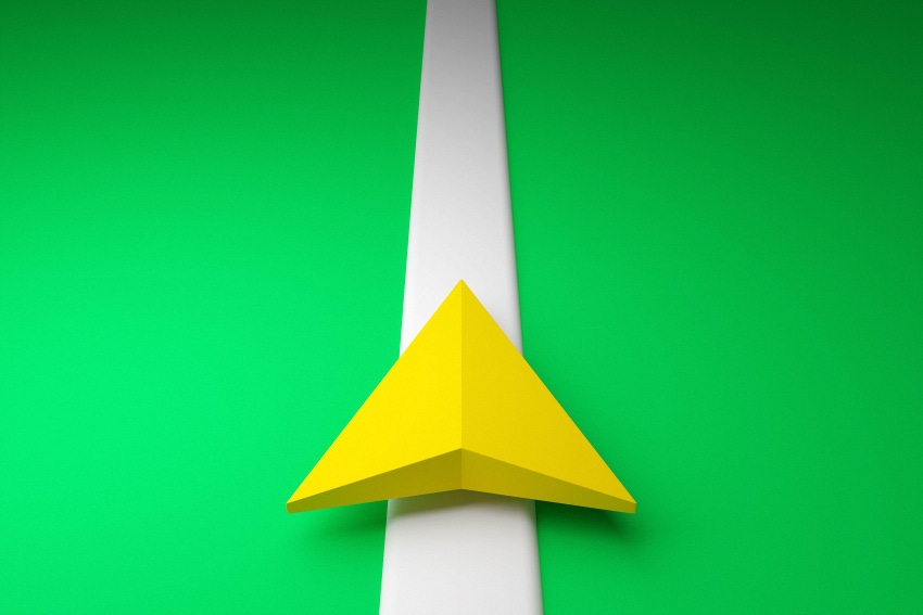 3d illustration of an icon with the direction of movement along the trajectory and navigation markers