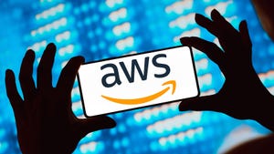 In this photo illustration, the Amazon Web Services (AWS) logo is displayed on a smartphone screen.
