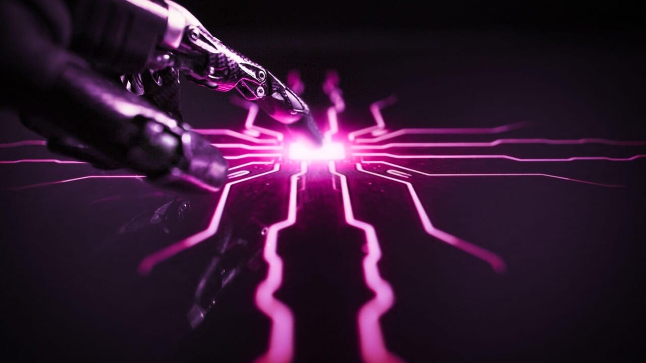 Artificial Intelligence - Robot Hand Touches Screen Artificial Intelligence - Robot Hand Touches Screen