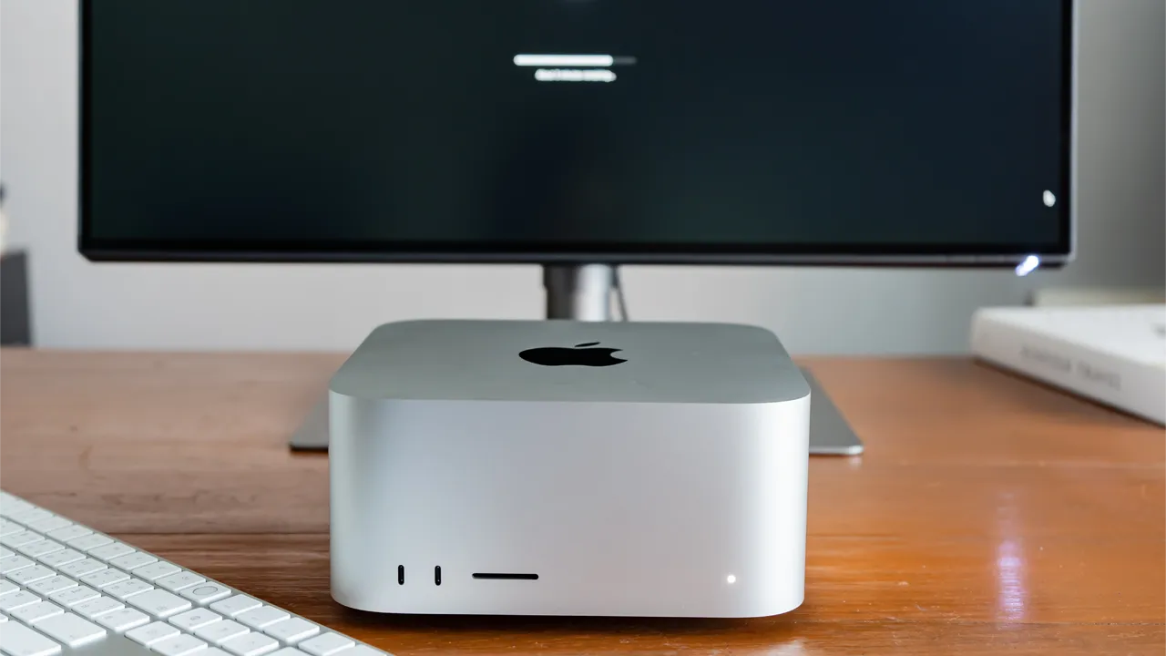Mac Studio, a desktop computer from Apple, on a table Mac Studio, a desktop computer from Apple, on a table