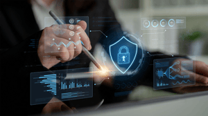 A futuristic cybersecurity dashboard for a security operations center A futuristic cybersecurity dashboard for a security operations center