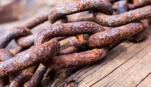 Close-up of rusty chain links.