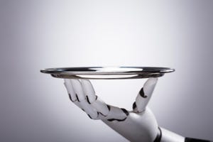 Robot Hand Holding Empty Plate
