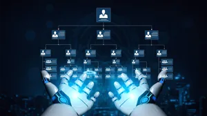 Two robot hands outstretched to an org chart Two robot hands outstretched to an org chart