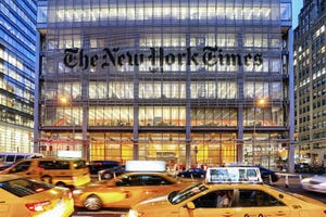 The New York Times daily newspaper skyscraper in Midtown Manhattan in New York