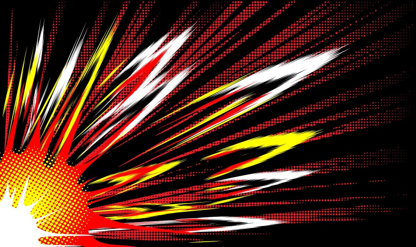 Explosion and dynamic lines of motion on a black background from bottom to top diagonally