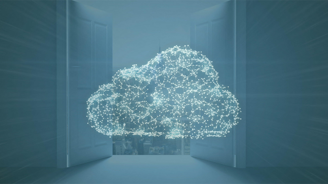 A digital illustration of connections forming a cloud.