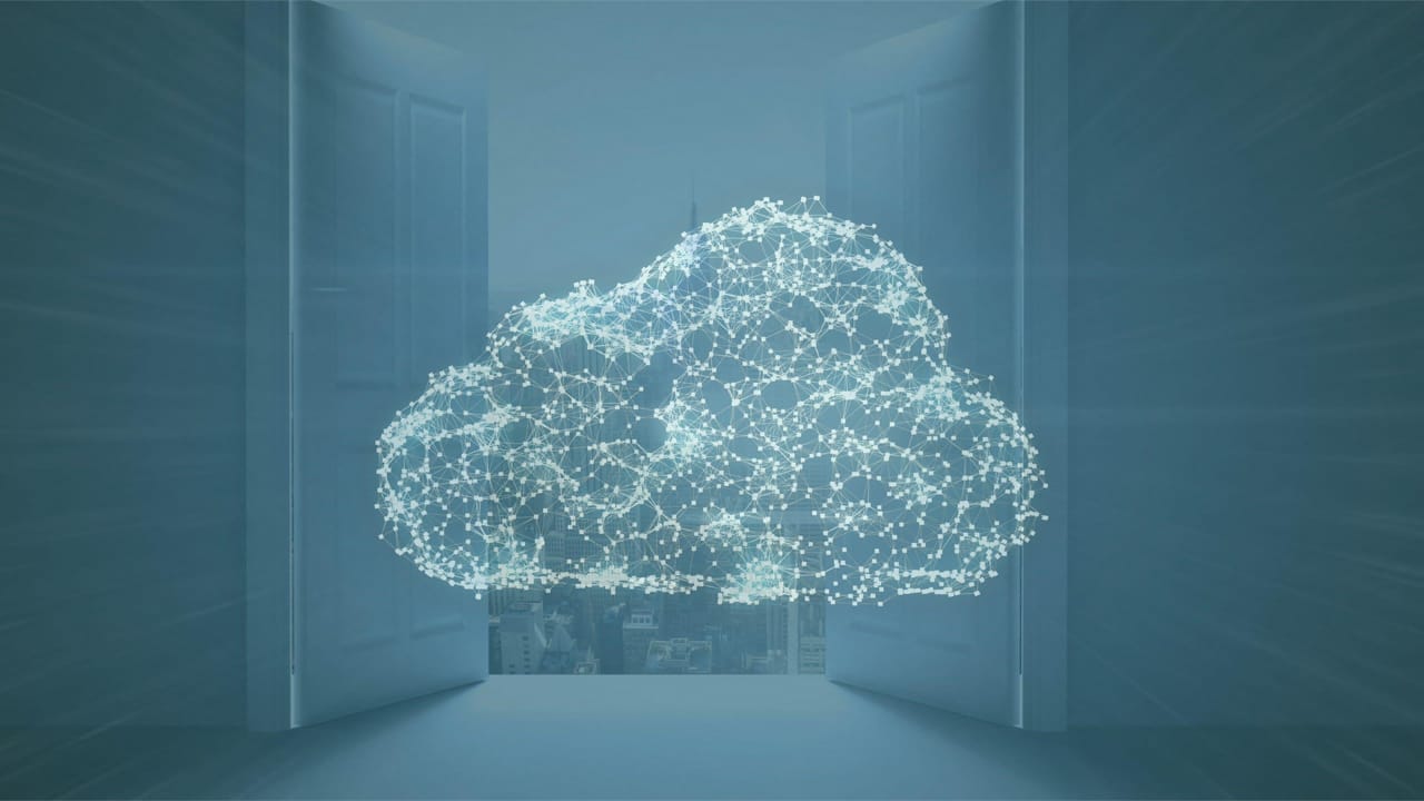 A digital illustration of connections forming a cloud. A digital illustration of connections forming a cloud.
