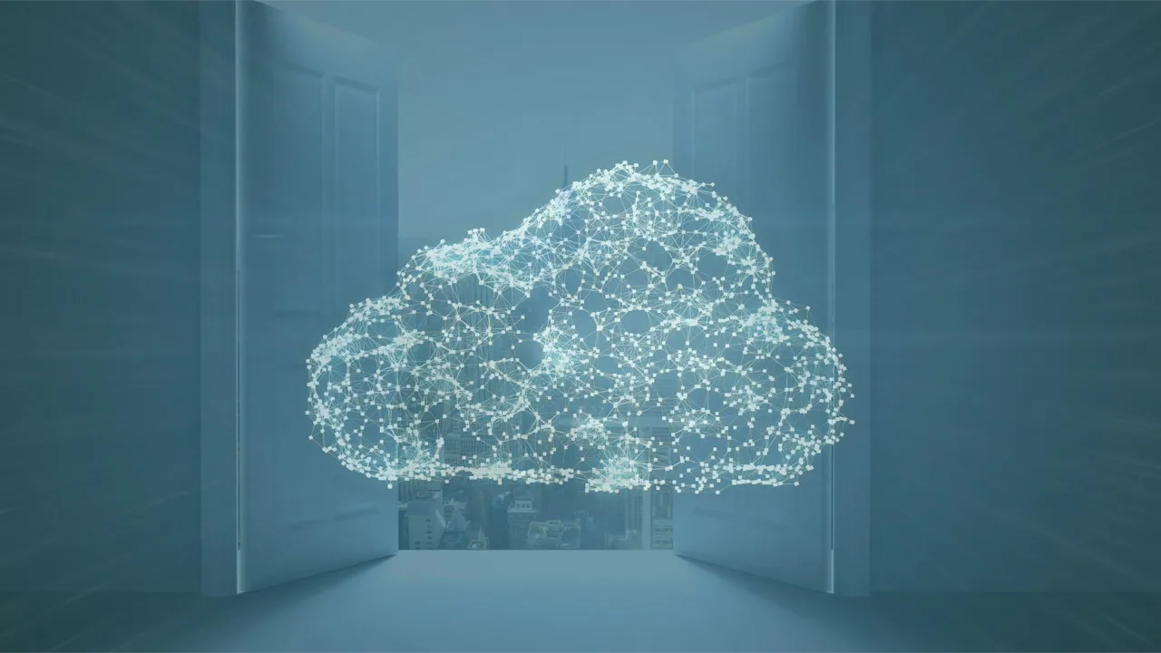 A digital illustration of connections forming a cloud. A digital illustration of connections forming a cloud.