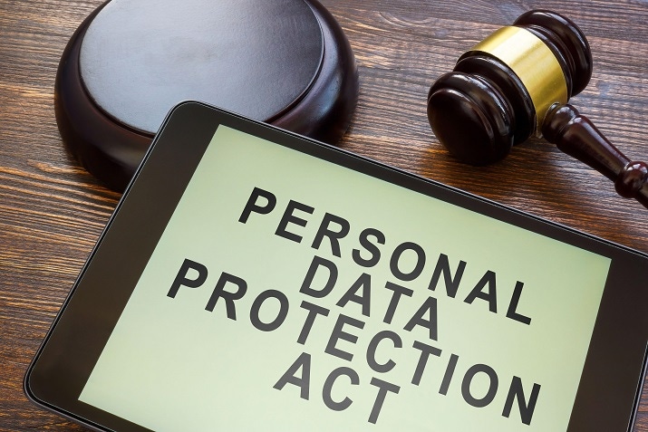 The personal data protection act, PDPA sign on the screen and gavel.