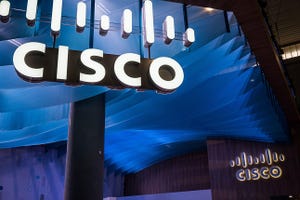 Cisco logo seen during an event.