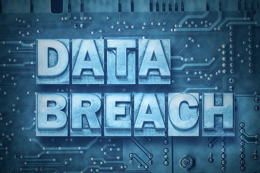 words data breach against a blue background
