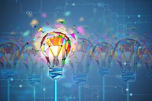 colorful lightbulb for innovation theme
