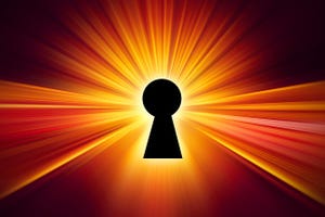 Keyhole with light grow bring for opening unlock power idea creative or data privacy concept