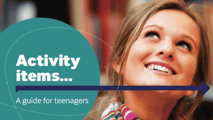 Frontpage of 'Activity items' a guide for teenagers with ADHD