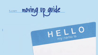 Frontpage of "Moving up guide" - a guide to help teenagers with ADHD moving school 