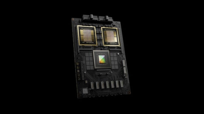 Nvidia's Blackwell SuperChip platform on a black background