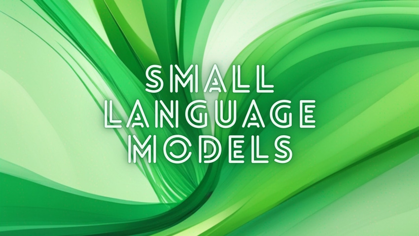 Abstract background with words 'small language models'