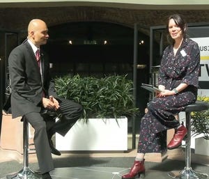 Fujitsu CTO Vivek Mahajan sat talks with AI Business Commercial Editor Susie Harrison at the AI Summit London