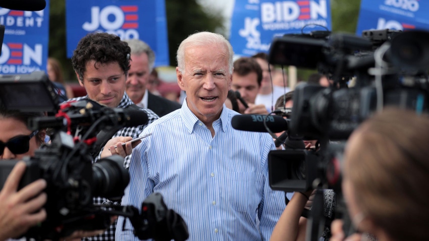 Joe Biden at a rally in Clear Lake, Iowa. The President  issued a new executive order banning Americans from investing in several Chinese firms.