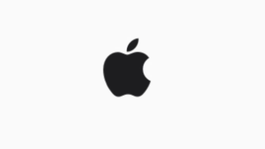Apple company logo of a single apple in black