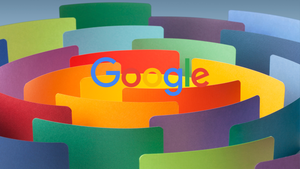 Google logo on a colorful background