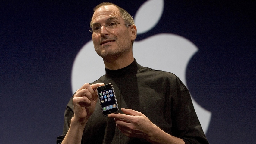 Steve Jobs showing off the iPhone at an Apple event