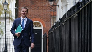 UK Chancellor Jeremy Hunt leaving 12 Downing Street with the 2023 autumn budget statement. The budget included tax incentives for tech startups.