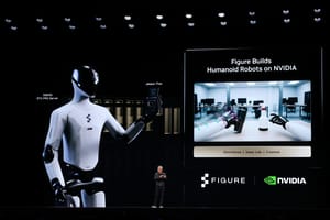 Photo of Jensen Huang, Nvidia CEO and chairman, with Figure robot Photo of Jensen Huang, Nvidia CEO and chairman, with Figure robot