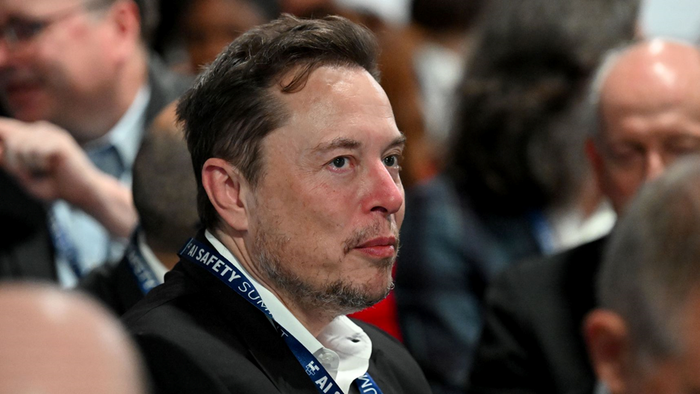 Tesla and SpaceX's CEO Elon Musk attends the first plenary session on Day 1 of the AI Safety Summit at Bletchley Park
