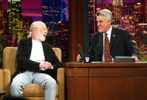  Comedian George Carlin appears on "The Tonight Show with Jay Leno" at the NBC Studios on October 8, 2003 in Burbank, California.