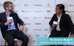 Max Smolaks, editor at AI Business, and Sholthana Begum, head of RegTech at the Bank of England