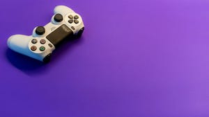 Play Station 5 controller on a purple background