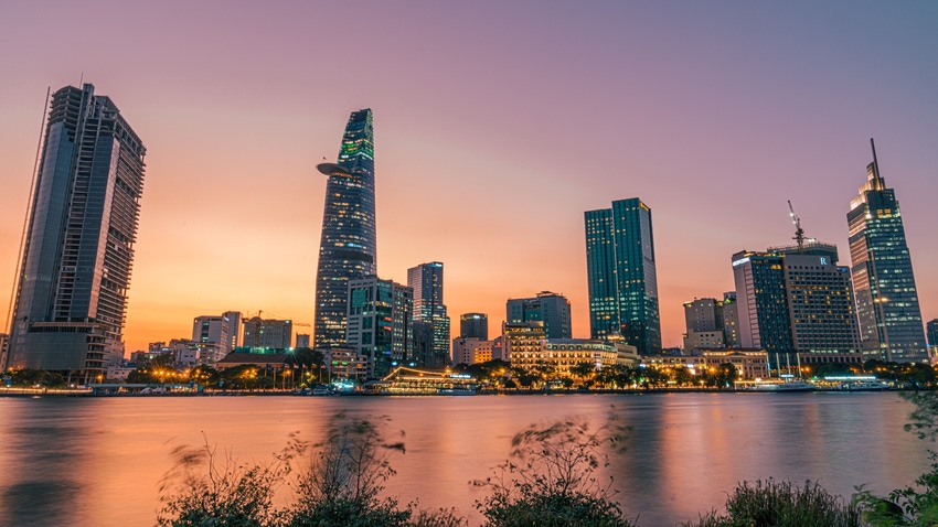 Sunset in Saigon. Ho Chi Minh City, Vietnam.