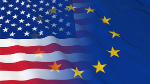 flags of the U.S. and EU
