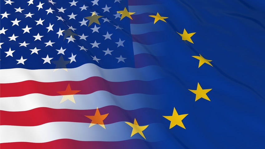 flags of the U.S. and EU flags of the U.S. and EU