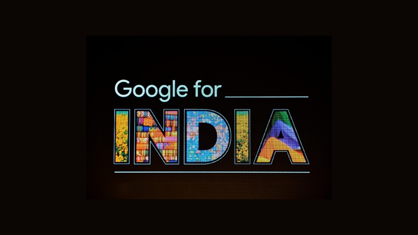 Google for India words on a black background Google for India words on a black background