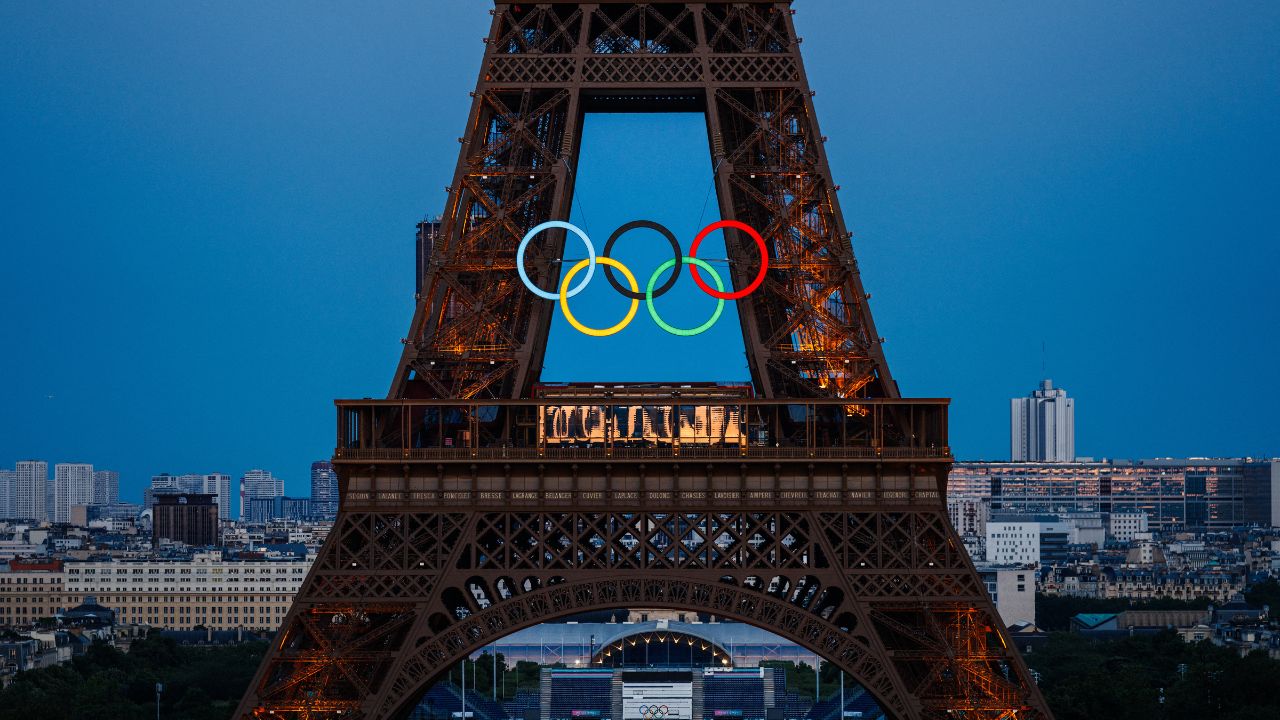 The Olympic Rings on the Eiffel Tower