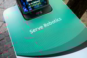 pic of Serve robot and logo pic of Serve robot and logo