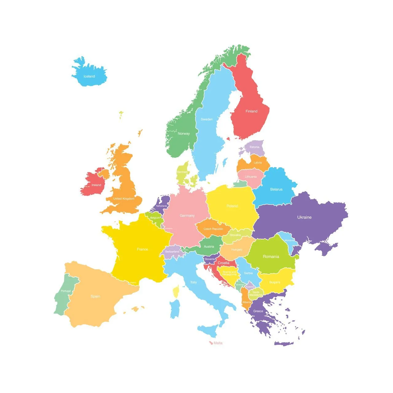 Illustration of map of Europe
