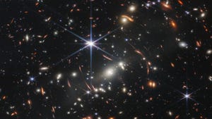 Thousands of small galaxies appear across this view. Webb's First Deep Field (NIRCam Image)