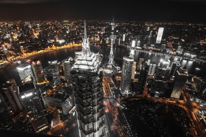 Aerial photo of Shanghai at night