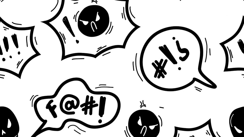 Cloud bubble of punctuation marks signifying offensive language Cloud bubble of punctuation marks signifying offensive language