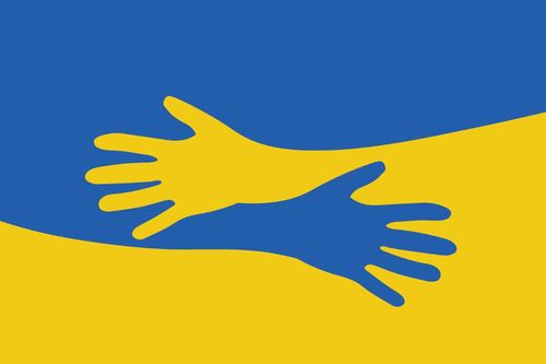 Ukraine flag made from hand shake Ukraine flag made from hand shake