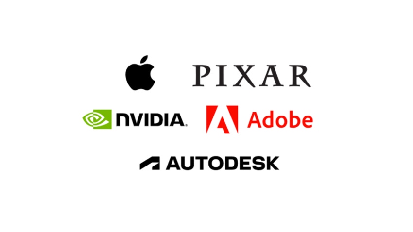 Logos of Pixar, Apple, Nvidia, Adobe and Autodesk