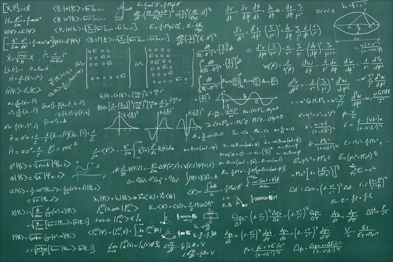 Photo of blackboard with equations Photo of blackboard with equations