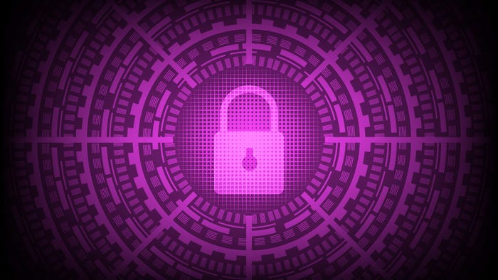 A digital drawing of a pink padlock, representing cybersecurity