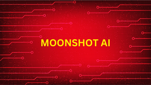 The words Moonshot AI on a red background