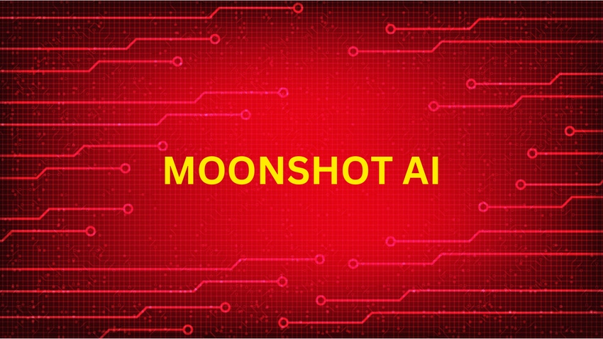 The words Moonshot AI on a red background